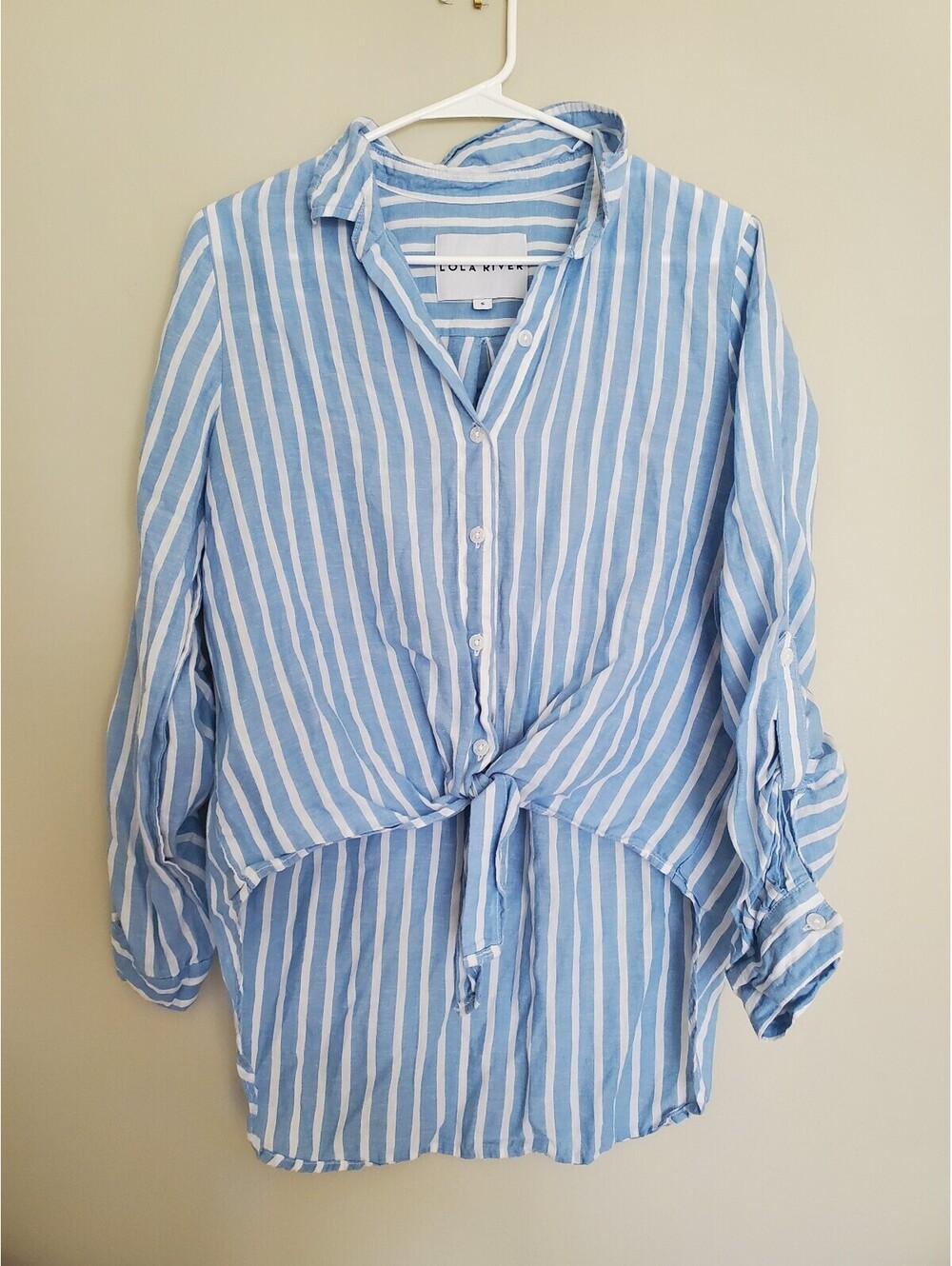 Lola River Blue & White Stripe Button Up